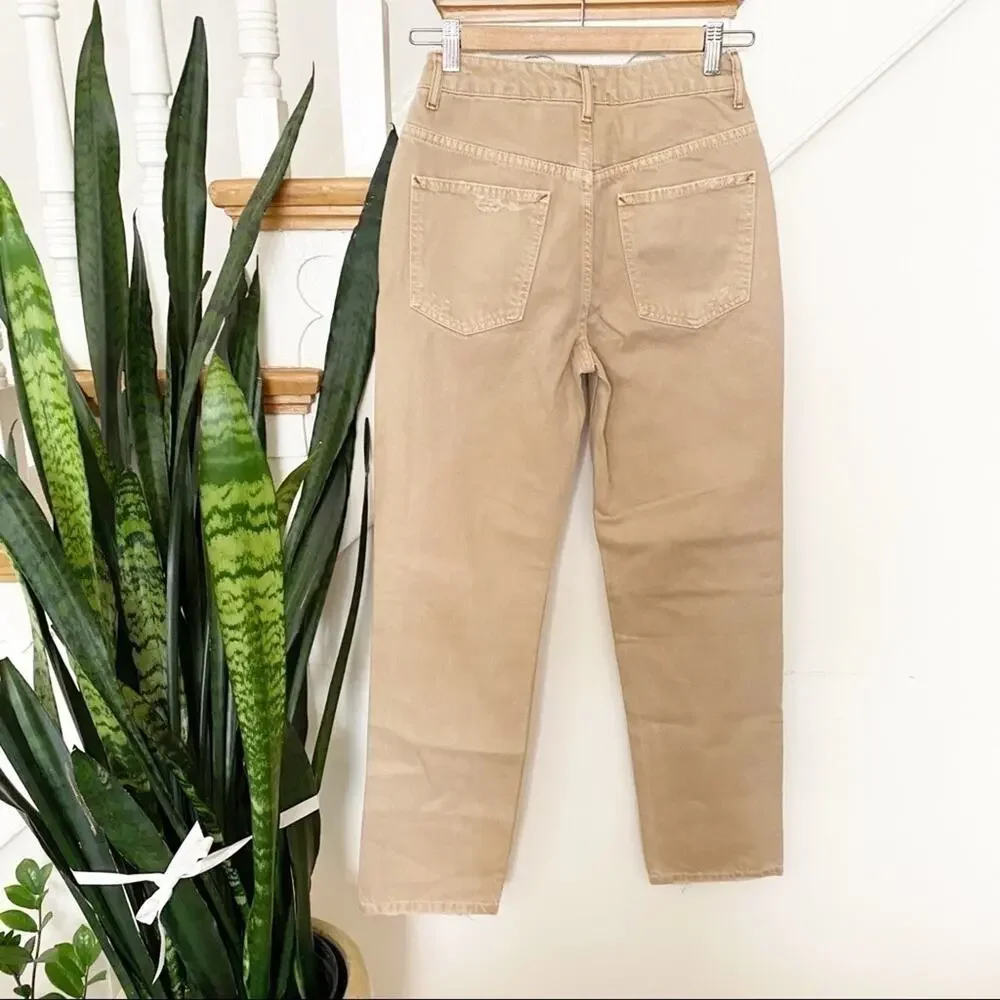 Free People Dakota Straight Leg Jeans Khaki sz 25